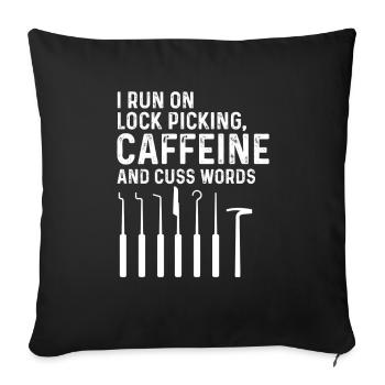 Verrouiller la cueillette du café et la conception des jurons - Housse de coussin décorative 45 x 45 cm - noir - Devant