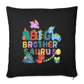 Grand frère Saurus | Tshirt de dinosaure Rawr | - Housse de coussin décorative 45 x 45 cm - noir - Devant