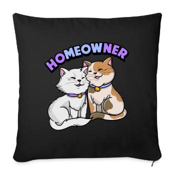 Homeowner | Cute Cat Shirt | Cat Lover Tshirt | - Sofa pillowcase 17,3'' x 17,3'' (45 x 45 cm) - black - Front