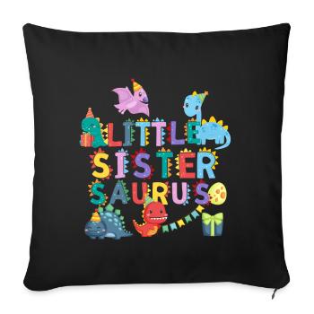 Petite sœur Saurus | Tshirt dinosaure Rawr - Housse de coussin décorative 45 x 45 cm - noir - Devant