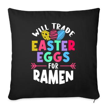 Échangez les œufs de Pâques contre des ramen | | amateur de ramen - Housse de coussin décorative 45 x 45 cm - noir - Devant