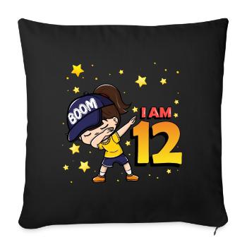 Boom I'm 12 | Birthday Girl | 12th Birthday Party - Sofa pillowcase 17,3'' x 17,3'' (45 x 45 cm) - black - Front