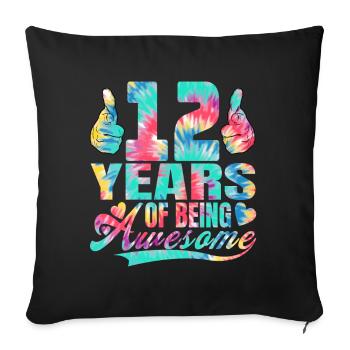 12e anniversaire ou anniversaire 12 ans d’existence - Housse de coussin décorative 45 x 45 cm - noir - Devant