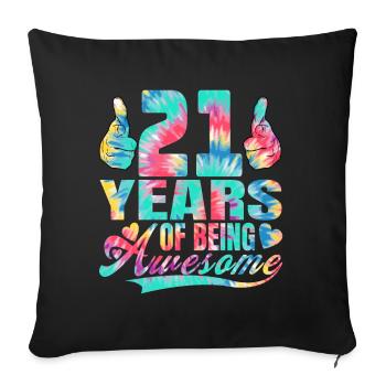21e anniversaire ou anniversaire 21 ans d’existence - Housse de coussin décorative 45 x 45 cm - noir - Devant