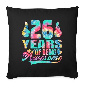 26e anniversaire ou anniversaire 26 ans d’existence - Housse de coussin décorative 45 x 45 cm - noir - Devant