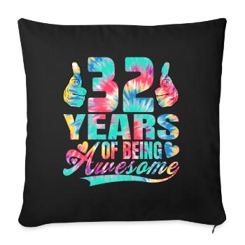 32e anniversaire ou anniversaire 32 ans d’existence - Housse de coussin décorative 45 x 45 cm - noir - Devant