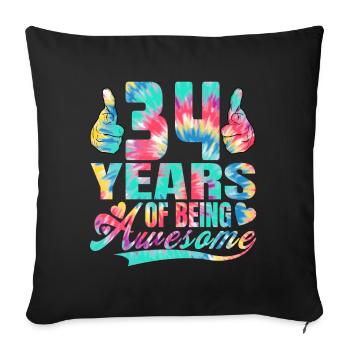 34th birthday or anniversary 34 years of being - Sofa pillowcase 17,3'' x 17,3'' (45 x 45 cm) - black - Front