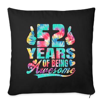 52e anniversaire ou anniversaire 52 ans d’existence - Housse de coussin décorative 45 x 45 cm - noir - Devant