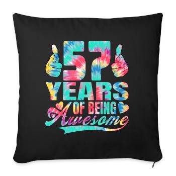 57e anniversaire ou anniversaire 57 ans d’existence - Housse de coussin décorative 45 x 45 cm - noir - Devant