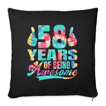58e anniversaire ou anniversaire 58 ans d’existence - Housse de coussin décorative 45 x 45 cm - noir - Devant