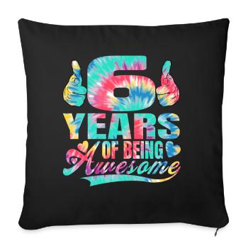 6ème anniversaire ou anniversaire 6 ans d’existence - Housse de coussin décorative 45 x 45 cm - noir - Devant