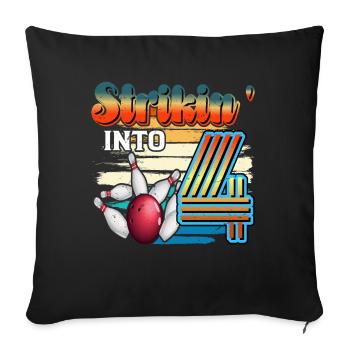 Strikin' Into 4 Bowling Bowler Célébration du 4ème anniversaire - Housse de coussin décorative 45 x 45 cm - noir - Devant