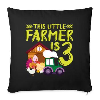 This small farmer is 3 farm thematic - Sofa pillowcase 17,3'' x 17,3'' (45 x 45 cm) - black - Front