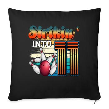 Strikin' Into 11 Bowling Bowler 11e anniversaire - Housse de coussin décorative 45 x 45 cm - noir - Devant