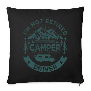 I am not retired camper driver papy Camping car - Housse de coussin décorative 45 x 45 cm - noir - Devant