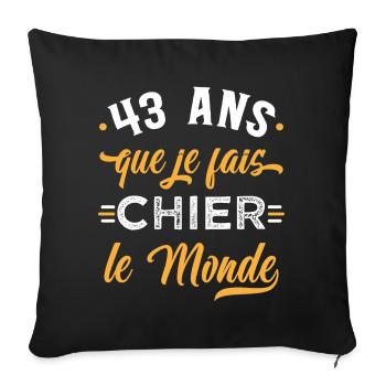 Anniversaire 43 ans, idée cadeau date de naissance - Housse de coussin décorative 45 x 45 cm - noir - Devant