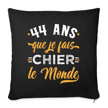 Anniversaire 44 ans, idée cadeau date de naissance - Housse de coussin décorative 45 x 45 cm - noir - Devant