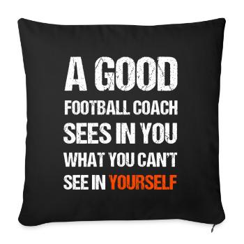 Un bon entraîneur de football - Housse de coussin décorative 45 x 45 cm - noir - Devant
