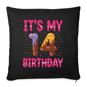 C’est mon 14e anniversaire | Saupoudrer des | à thème - Housse de coussin décorative 45 x 45 cm - noir - Devant