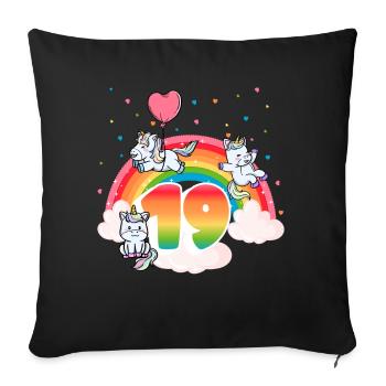 19th Birthday Rainbow Unicorn Theme - Sofa pillowcase 17,3'' x 17,3'' (45 x 45 cm) - black - Front