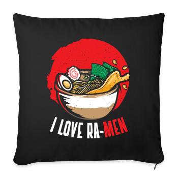 J’adore les ramen | Chemise amateur de ramen | - Housse de coussin décorative 45 x 45 cm - noir - Devant