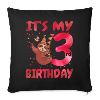 3rd Birthday Cute Sloth Party Hut Themed Birthday - Sofa pillowcase 17,3'' x 17,3'' (45 x 45 cm) - black - Front