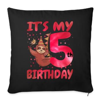 5th Birthday Cute Sloth Party Hut Themed Birthday - Sofa pillowcase 17,3'' x 17,3'' (45 x 45 cm) - black - Front