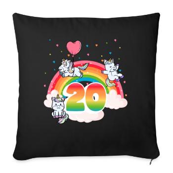 20th Birthday Rainbow Unicorn Theme - Sofa pillowcase 17,3'' x 17,3'' (45 x 45 cm) - black - Front