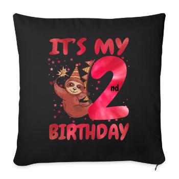2nd Birthday Cute Sloth Party Hut Themed Birthday - Sofa pillowcase 17,3'' x 17,3'' (45 x 45 cm) - black - Front