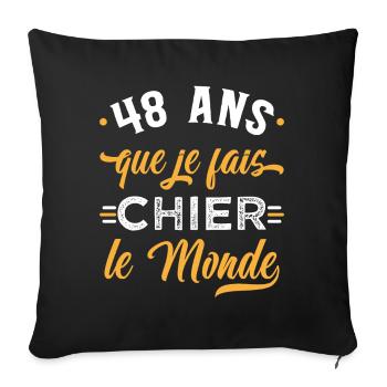 Anniversaire 48 ans, idée cadeau date de naissance - Housse de coussin décorative 45 x 45 cm - noir - Devant