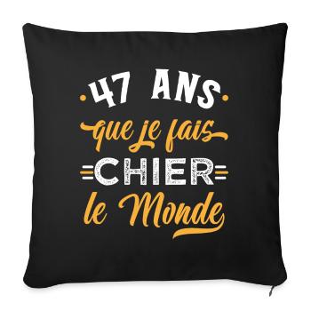 Anniversaire 47 ans, idée cadeau date de naissance - Housse de coussin décorative 45 x 45 cm - noir - Devant