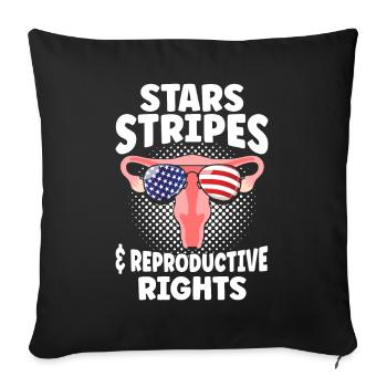 Stars Stripes & Reproductive Rights - Sofa pillowcase 17,3'' x 17,3'' (45 x 45 cm) - black - Front