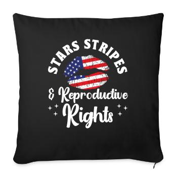 Stars Stripes & Reproductive Rights - Sofa pillowcase 17,3'' x 17,3'' (45 x 45 cm) - black - Front