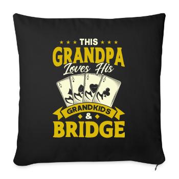 Grand-père aime ses petits-enfants et Bridge - Housse de coussin décorative 45 x 45 cm - noir - Devant