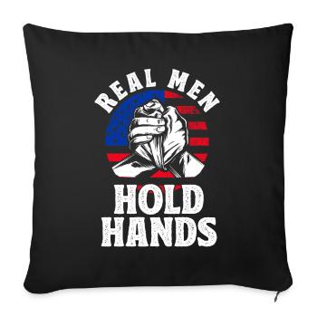 De vrais hommes se tiennent la main des presses à bras - Housse de coussin décorative 45 x 45 cm - noir - Devant