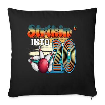 Célébration du Bowling Strikin' Into 20 Pour le 20e anniversaire du Bowling Bowler - Housse de coussin décorative 45 x 45 cm - noir - Devant