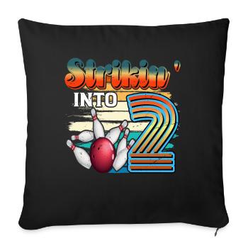 Strikin' Into 2 Bowling Bowler 2ème anniversaire - Housse de coussin décorative 45 x 45 cm - noir - Devant