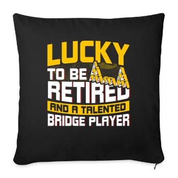 Retraité et joueur de bridge talentueux - Housse de coussin décorative 45 x 45 cm - noir - Devant