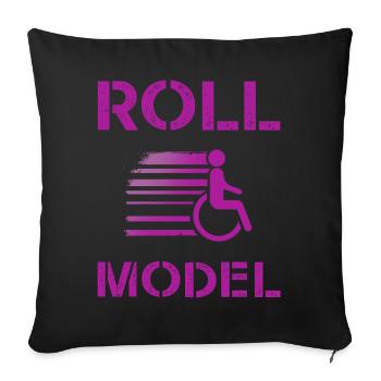 Roll Model Disability Awareness PWD Wheelchair - Sofa pillowcase 17,3'' x 17,3'' (45 x 45 cm) - black - Front