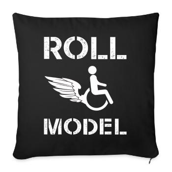 Roll Model Disability Awareness PWD Wheelchair - Sofa pillowcase 17,3'' x 17,3'' (45 x 45 cm) - black - Front