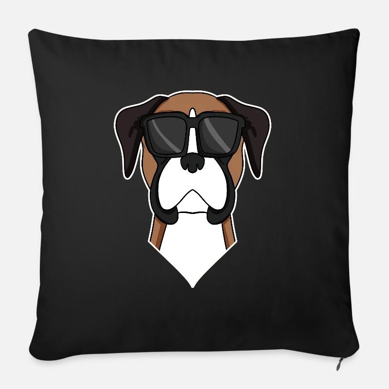 Deutscher Boxer Hund mit Sonnenbrille - Sofakissenbezug 45 x 45 cm - Schwarz