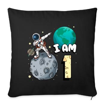 Je suis 1 chambre astronaute enfant Moon Walker 1. - Housse de coussin décorative 45 x 45 cm - noir - Devant