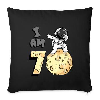 Je suis 1 chambre astronaute enfant Moon Walker 1. - Housse de coussin décorative 45 x 45 cm - noir - Devant