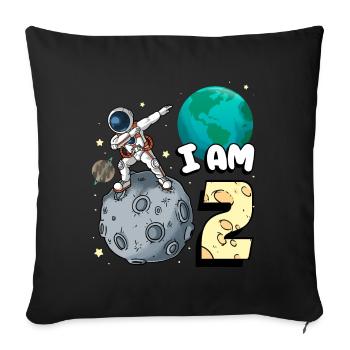 I am 2 room astronaut child Moon Walker 2. - Sofa pillowcase 17,3'' x 17,3'' (45 x 45 cm) - black - Front