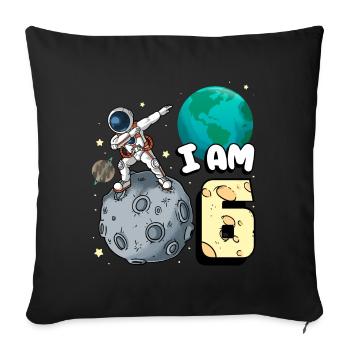 Je suis astronaute de 6 pièces enfant Moon Walker 6. - Housse de coussin décorative 45 x 45 cm - noir - Devant