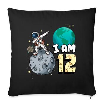 Je suis astronaute de 12 chambres enfant Moon Walker 12. - Housse de coussin décorative 45 x 45 cm - noir - Devant