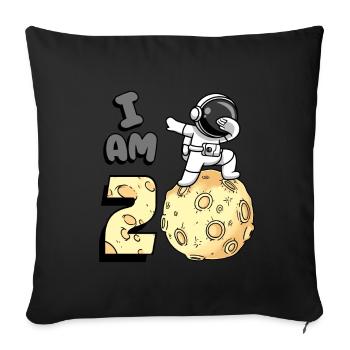 I am 2 room astronaut child Moon Walker 2. - Sofa pillowcase 17,3'' x 17,3'' (45 x 45 cm) - black - Front