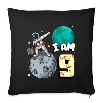 Je suis astronaute de 9 chambres enfant Moon Walker 9. - Housse de coussin décorative 45 x 45 cm - noir - Devant