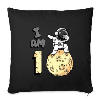 Je suis 1 chambre astronaute enfant Moon Walker 1. - Housse de coussin décorative 45 x 45 cm - noir - Devant