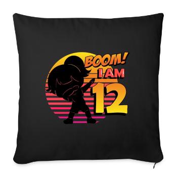 Boom I'm 12 | Birthday Girl | 12th Birthday Party - Sofa pillowcase 17,3'' x 17,3'' (45 x 45 cm) - black - Front